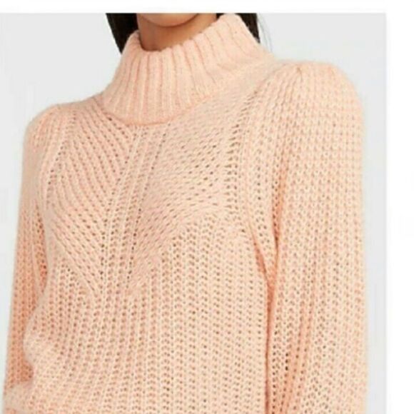 Express Peach High Neck Long Sleeve Stretch Pullover knitted Sweater Size S - Picture 9 of 9